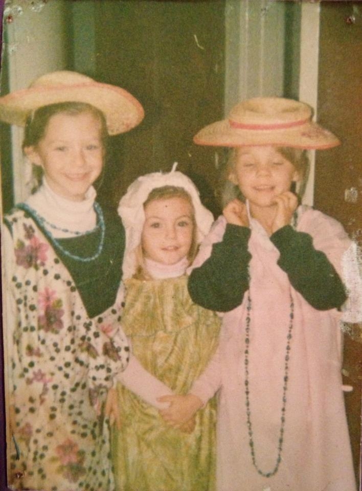 Me, my sister and a friend aged 8 dressing up to sing Italian songs for Choir