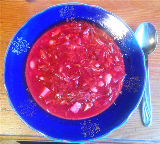 Steaming borsch for my boyfriend