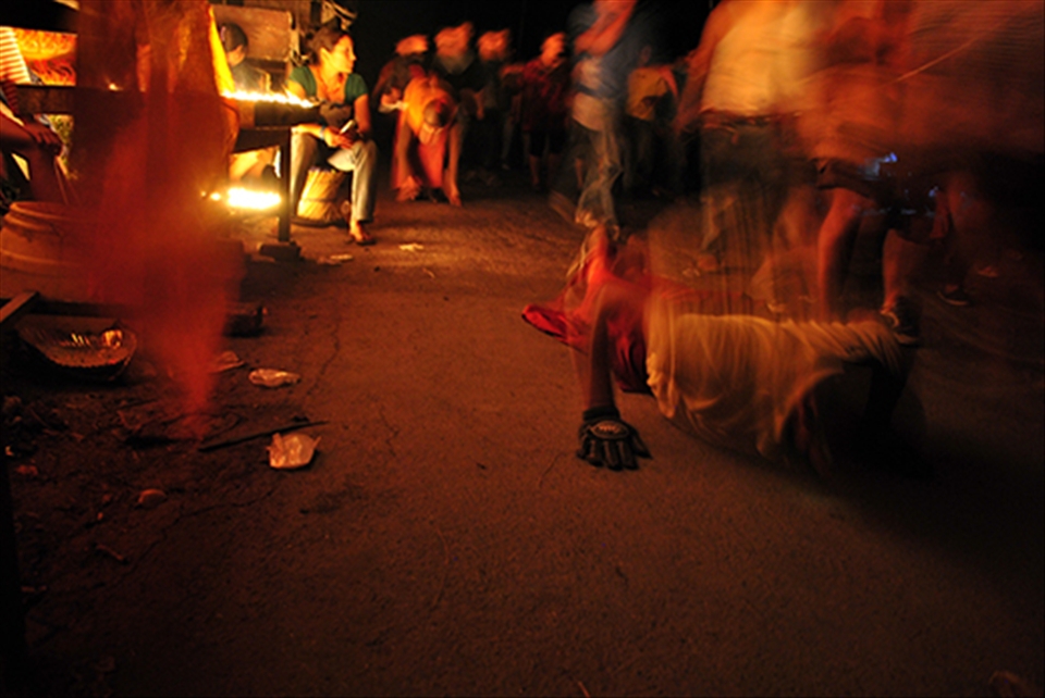 Monks pay homage by lying in prostrate position aided by brief steps in between.