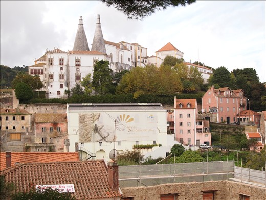 The city center in the distance and the Sintra National Palace