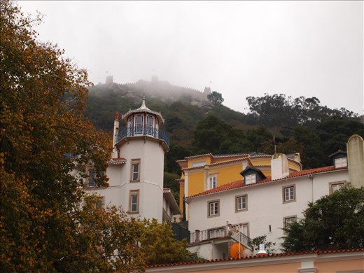 Moorish castle surrounded in fog