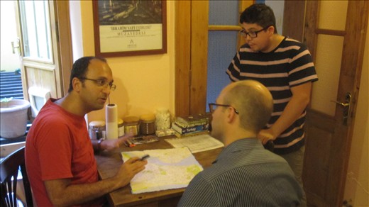 Faith, our host, showing us places on the map