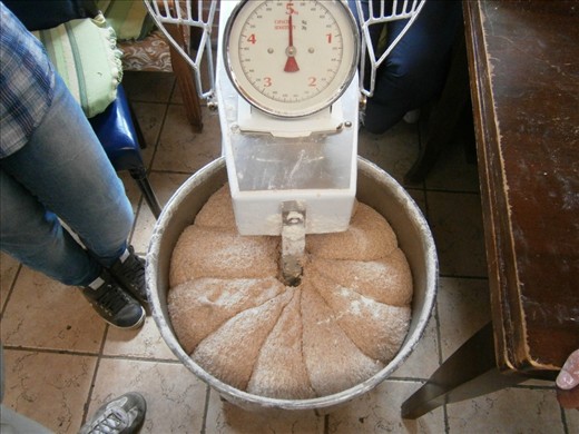 We were too crowded to make dough for everyone manually. 