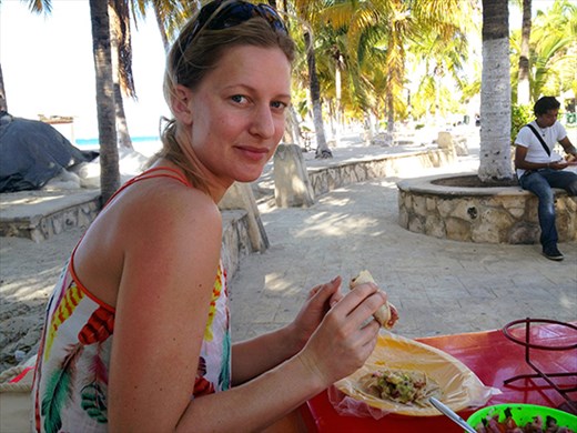 Here I am, indulging at the small beach street stall. Jet-lagged but happy!