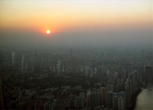 From the Canton Tower in Guangzhou I saw the sun setting into pollution before it disappeared beyond the horizon. Lenient environmental regulations are destroying the health and vitality of China’s air and water supplies.