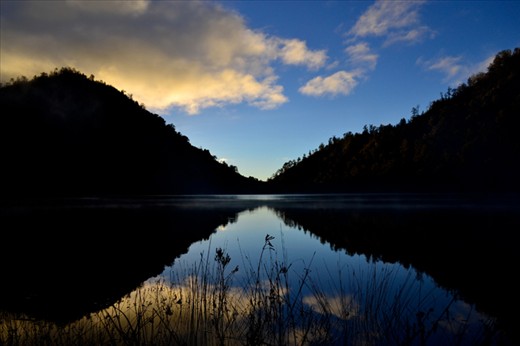 Ranu Kumbolo lake about 2.400 meters above sea level in Mt. Semeru National Park