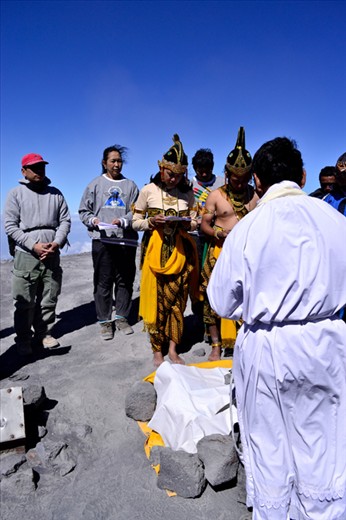 Blessing & Prayer to the wedding couple in top of Mount Semeru after long way 