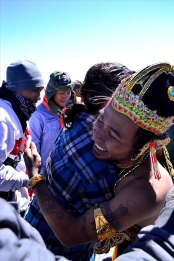 Tears of Joy, and a happy hug from climbers to the wedding couple.