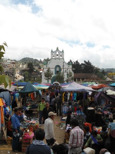 Market place in Chamula in front of the town church