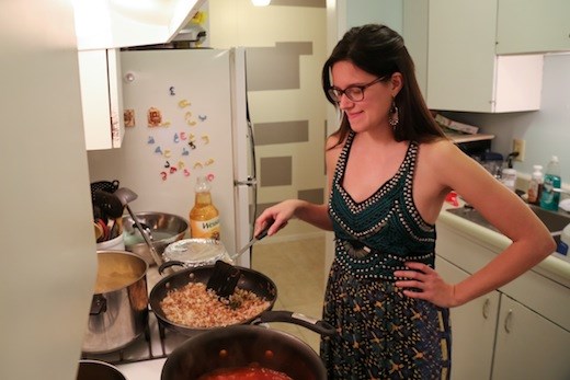 Hard at work and excited for koshary. 