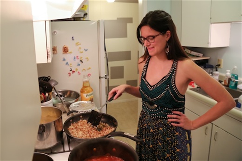 Hard at work and excited for koshary. 