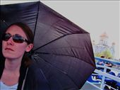 Yve hiding from the sun as we sail past The Cathedral of Christ the Saviour: by treefrog, Views[313]