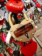 Some of the many heart shaped locks found on Love bridge: by treefrog, Views[166]