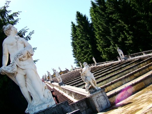 One of the many cascading fountains