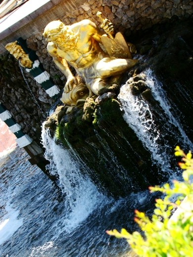 This cascade is filled with fountains and golden statues