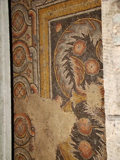 Floor mosaics surviving from the original basilica.