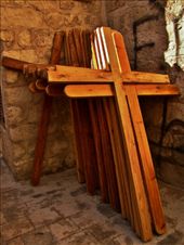 These wooden crosses are used by pilgrims when they walk through the city: by treefrog, Views[211]