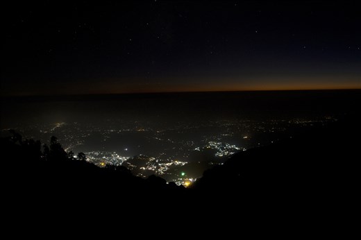 Mcleodganj City : A city scape of Mcleodganj from the hights of Triund, just after the sunset.