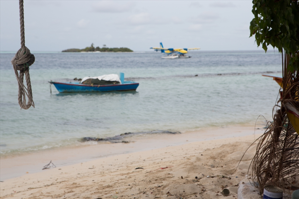 seaplane and expensive resort a few hundred meters close