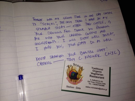 my letter in his signature book