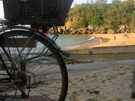 Shelly beach and its basket bearing bicycles is very quaint.