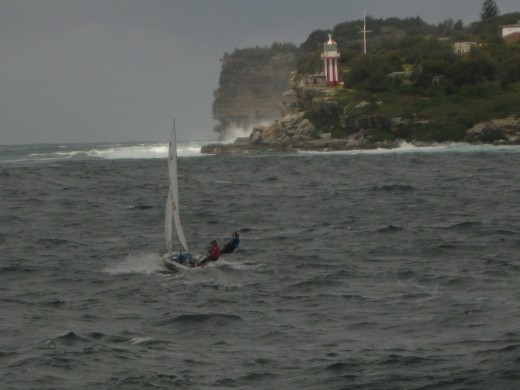 Sydney harbour in bad weather seen from the ferry