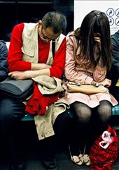 Working hours can be very long and stressful, so very often you meet commuters sleeping on their way back home: by turical, Views[285]