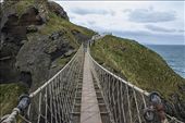 None Shall Pass... because of high wind - Rope bridge Northern Ireland, located near the Giants Causeway , this rope bridge takes you to a rocky outcropping overlooking beautiful turquoise waters: by tynanfairhall, Views[1264]
