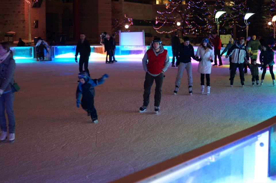 ice skaters enjoying themselves on 