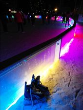 my skates next to the rink while i relax my ankles after a few hours of ice skating
