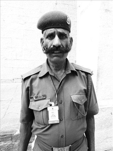 Military at the entrance of the Mehrangarh Fort in Jodhpur.
India has those unique and beautiful souls.
He was all day standing there with his 