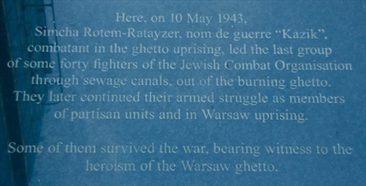 Plaque for the Jewish Ghetto uprising