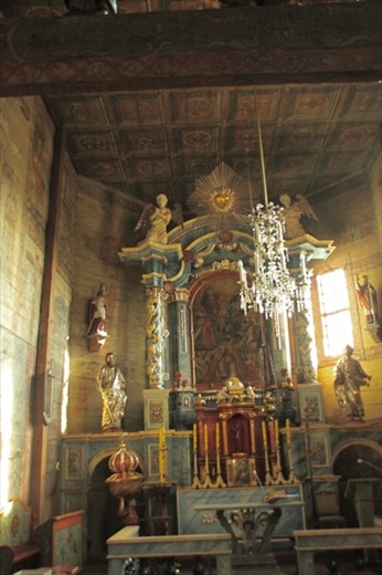 Interior of Wooden Church of All Saints, Bilzne