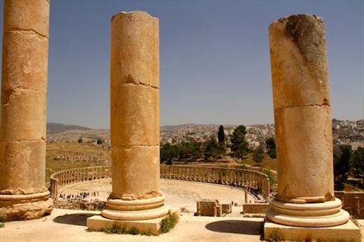 Oval Plaza from Temple of Zeus, Jerash
