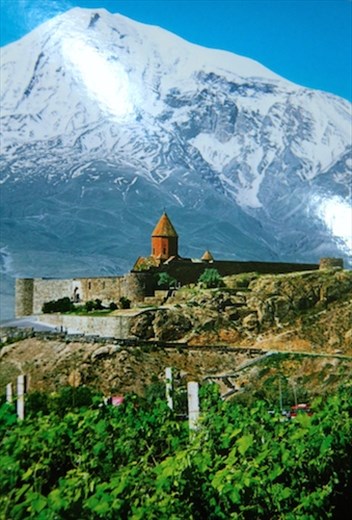 Church and Mt. Ararat (from postcard)
