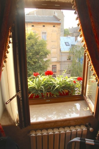 Geraniums and hymns make a nice touch