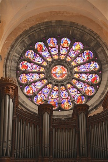 Stained glass rosette, Notre Dame Cathedral, Tournai