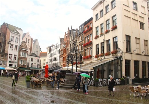 Historic Antwerp in the rain