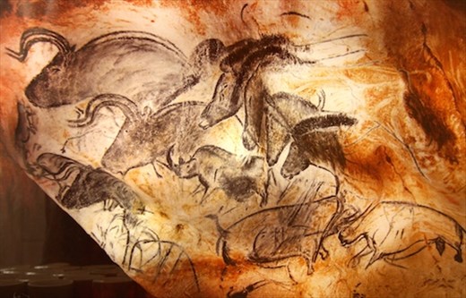 Group of animals, charcoal, Caverne Pont d'Arc