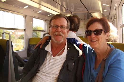 Ken and Dee on the train to gay Paree