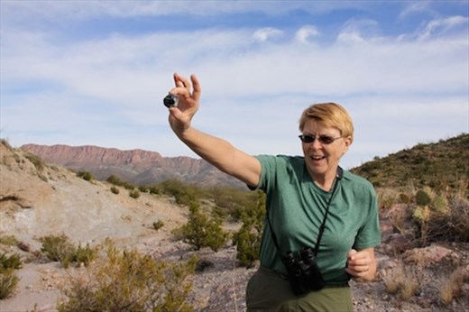 Connie with a huge Apache Tear, Gold Canyon