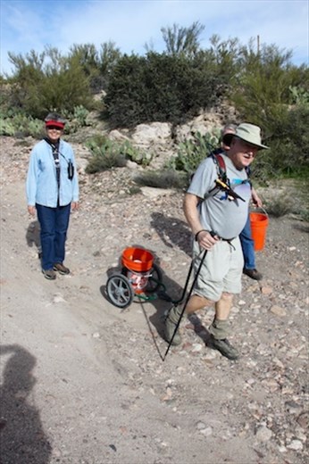 Rock hound Paul and his tools, Gold Canyon