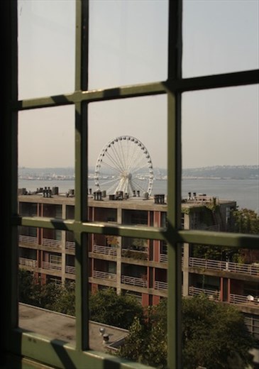 Seattle seaport through the window