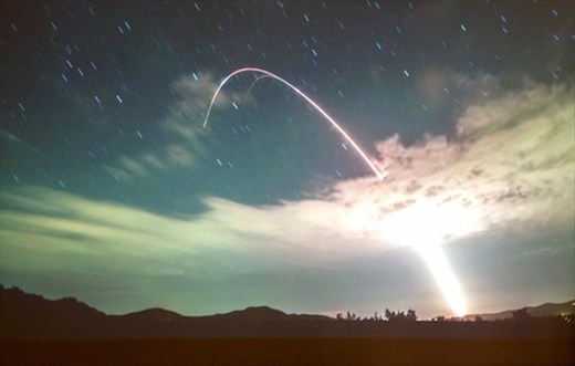 Night launch with first stage separation (courtesy of Jay)
