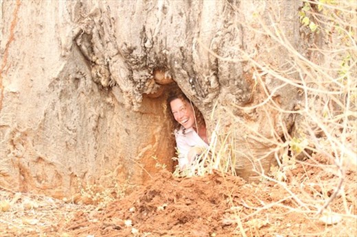Becky at the Poacher's Hide, Tarangire NP