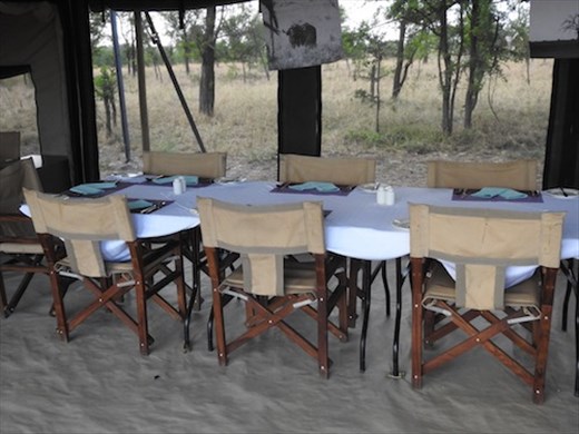 White linen and real sliverware, Northern Safari Camp
