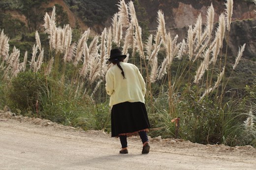 Old woman at the rockslide