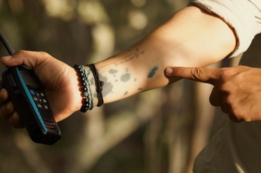 Guide Luis shows off his Galapagos tat