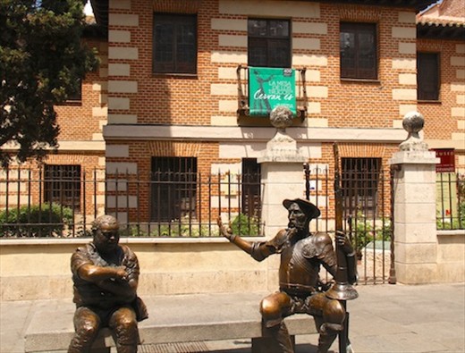 Birthplace of Cervantes with Sancho and Don Quixote