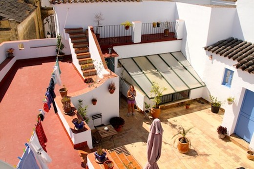Maggie at their B&B, Arcos de la Frontera